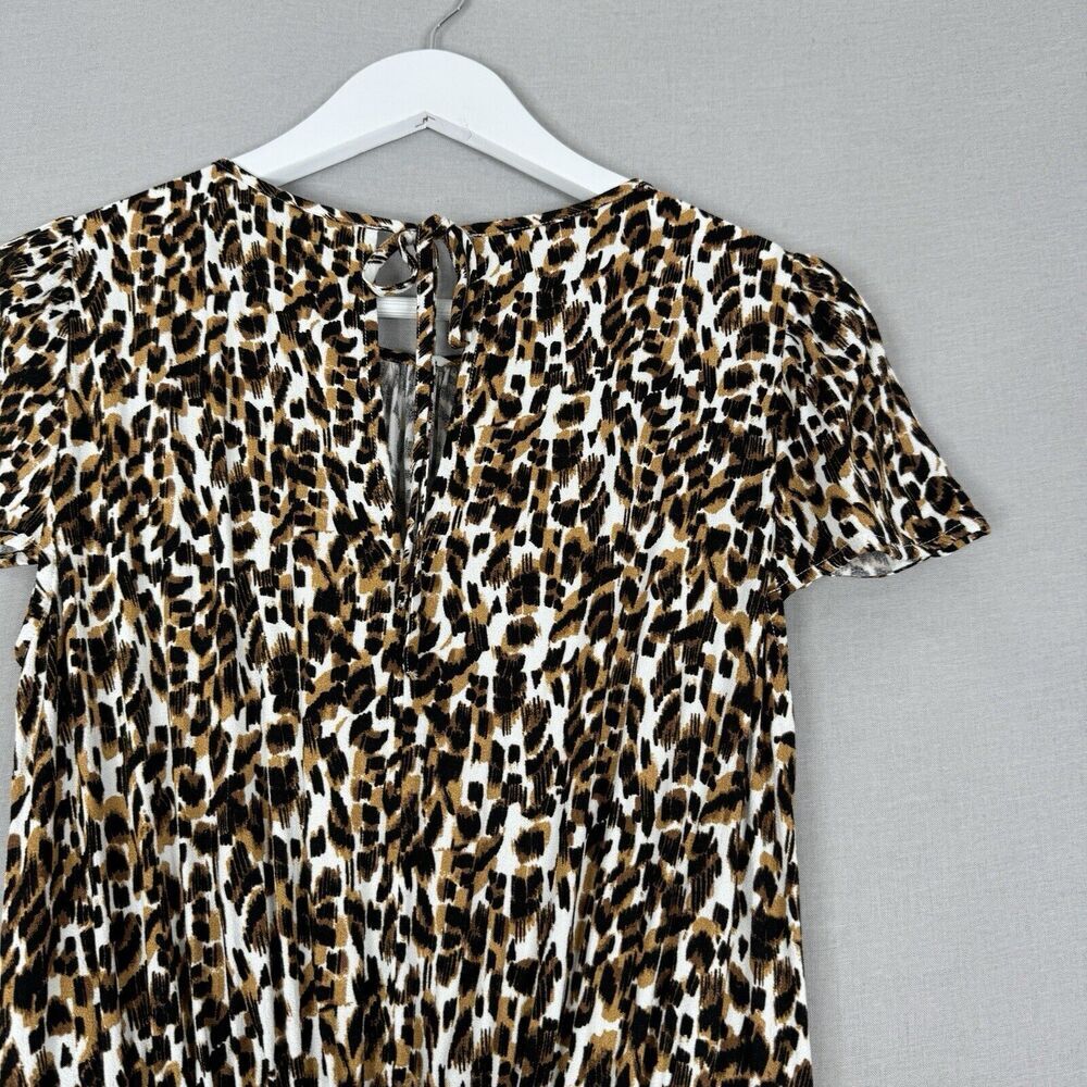 Banana Republic Womens Dress Small Tall Brown Cheetah Midi Flutter Slip Y2K 90s - Picture 9 of 12